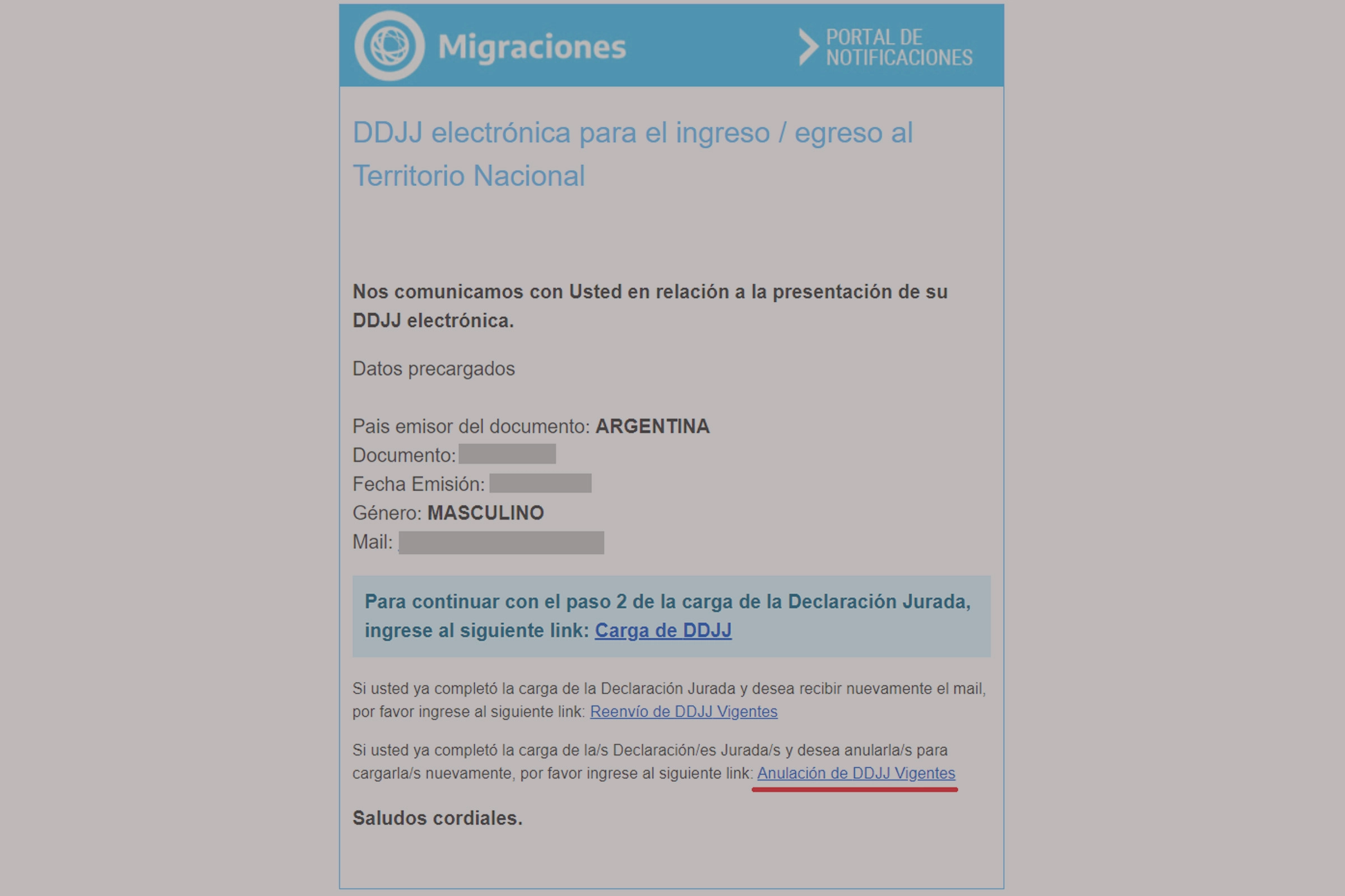 Декларация для въезда в Аргентину в 2023 году